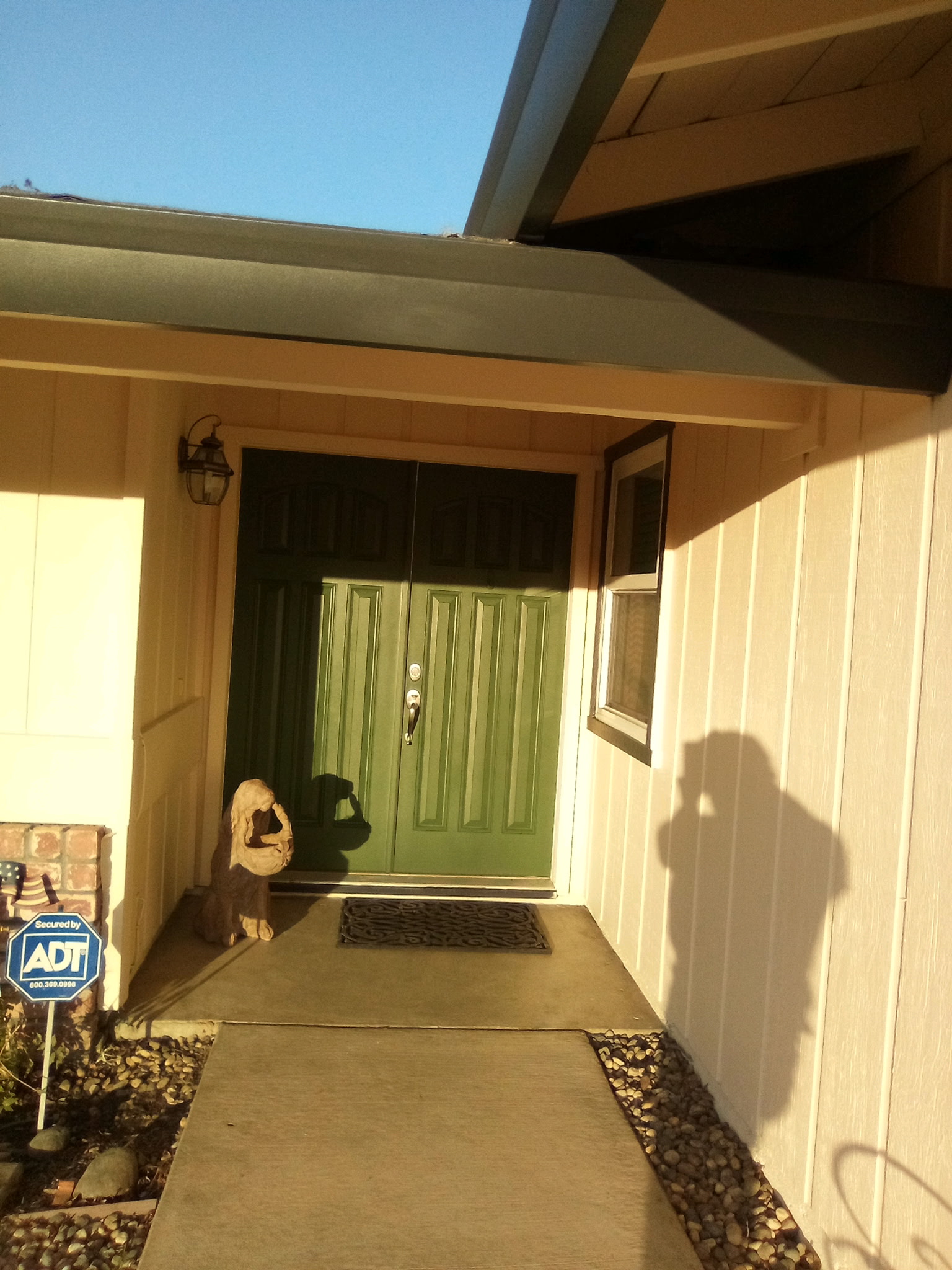 Door painting - green front door